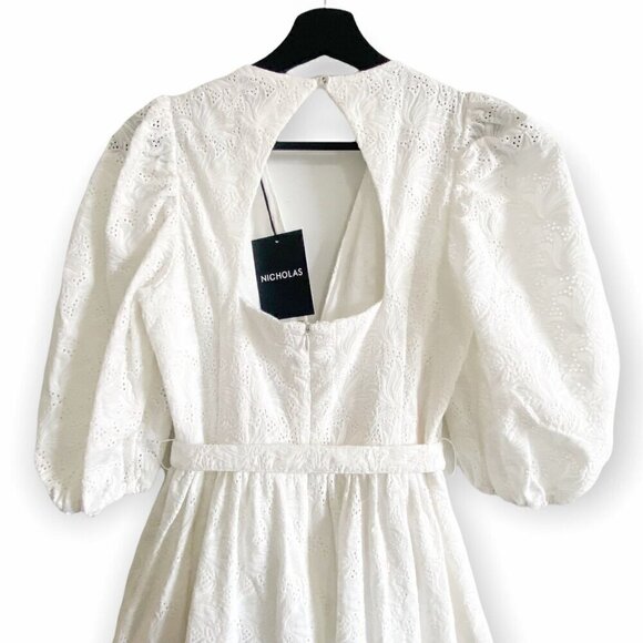 NWT Nicholas White Floral Embroidery Midi Dress, Size 2 - Picture 10 of 15